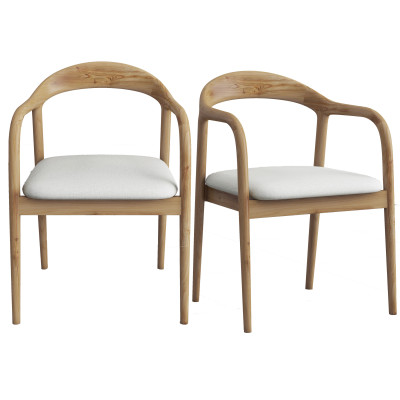 TITO-Sillón de mesa de lino natural crudo y fresno (x2)