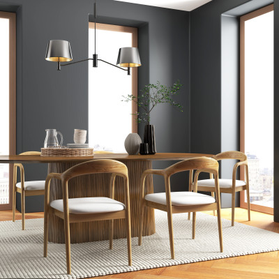 TITO-2er Set Tischsessel Natürliches Leinen Ecru und Esche