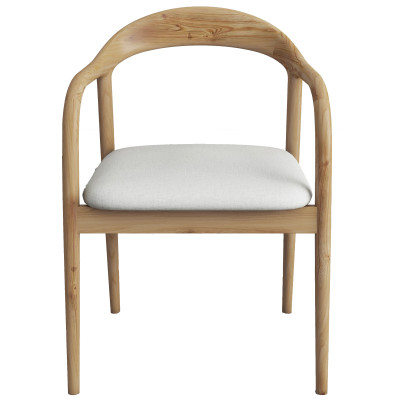 TITO-Sillón de mesa de lino natural crudo y fresno (x2)