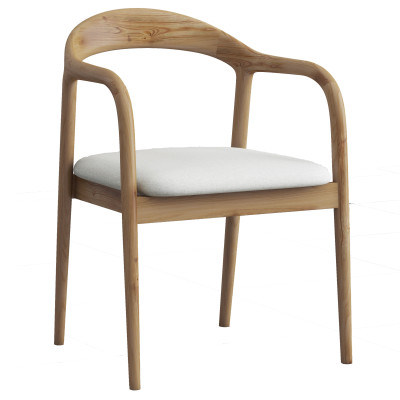 TITO-Fauteuil de table Lin naturel Ecru et Frêne massif (x2)