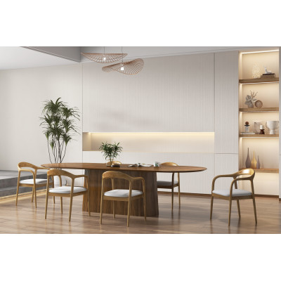 TITO-Sillón de mesa de lino natural crudo y fresno (x2)