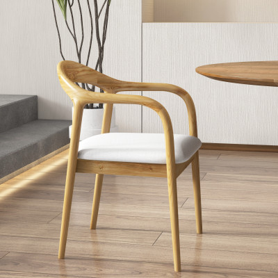 TITO-Fauteuil de table Lin naturel Ecru et Frêne massif (x2)