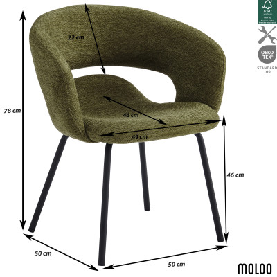 TRAVIS-Tischsessel aus Stoff Luxury Kaki