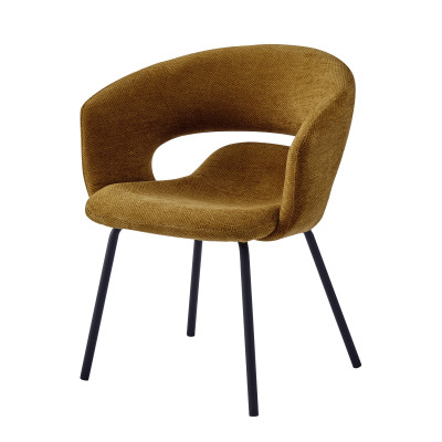 TRAVIS-Fauteuil de table en tissu Luxury Moutarde