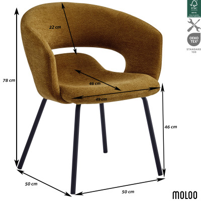 TRAVIS-Tischsessel aus Stoff Luxury Senf