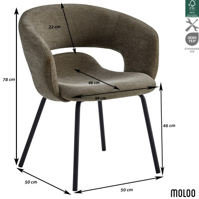 TRAVIS-Sillón de mesa de tela Luxury marron