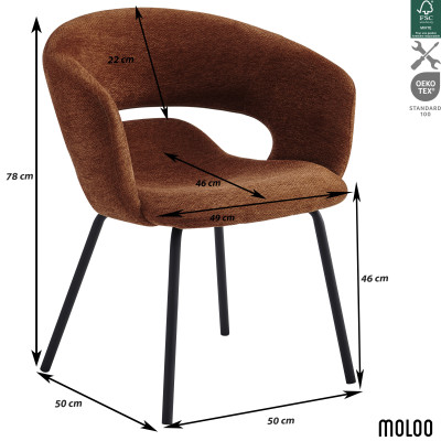 TRAVIS-Poltrona da tavolo in tessuto Luxury Terracotta