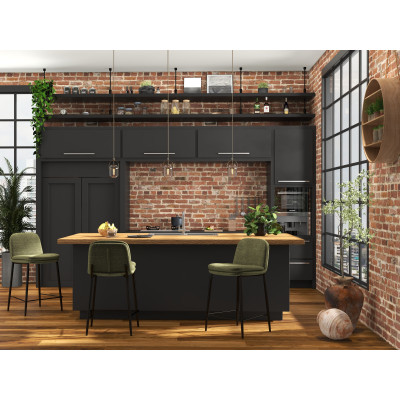 NOLAN-Chaise de bar en tissu Luxury Kaki (x2)