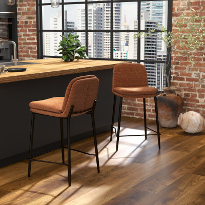 NOLAN-Sedia da bar in tessuto Luxury Terracotta (x2)