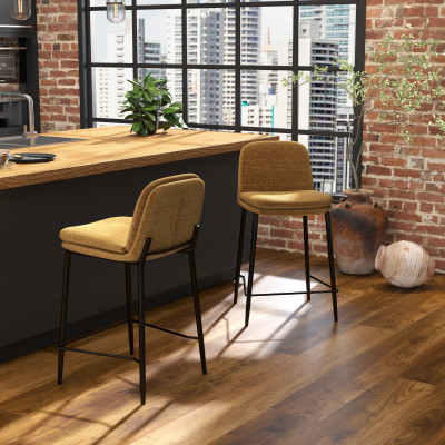 NOLAN-Silla de bar de tela Luxury Mostaza (x2)