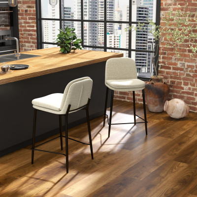 NOLAN-Sedia da bar in tessuto Luxury Beige (x2)