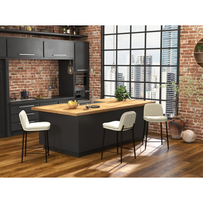 NOLAN-Chaise de bar en tissu Luxury Grège  (x2)