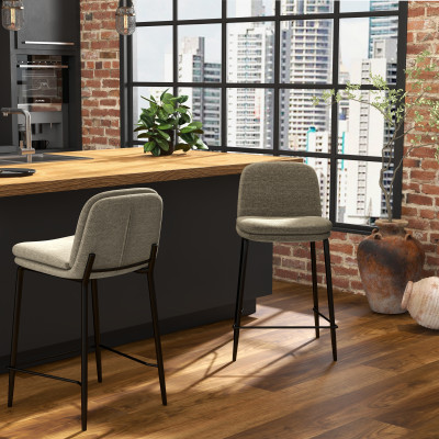 NOLAN-Sedia da bar in tessuto Luxury Marrone (x2)