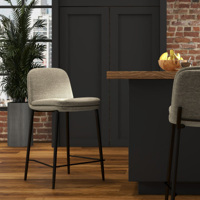 NOLAN-Chaise de bar en tissu Luxury Taupe (x2)