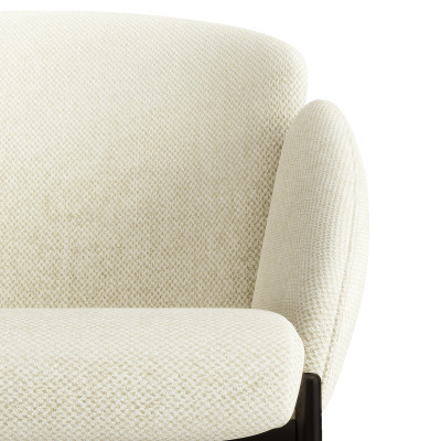 CANDICE-Fauteuil de bar en tissu Luxury Ecru et métal noir (x2)