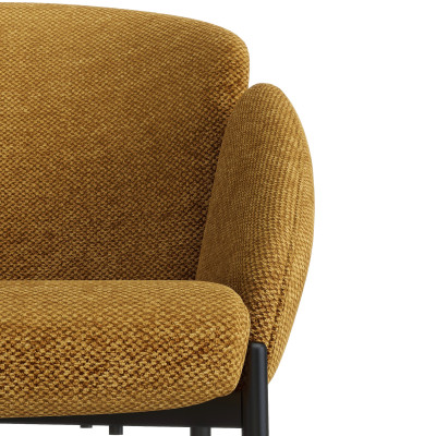 CANDICE-Fauteuil de bar en tissu Luxury Moutarde et métal noir (x2)