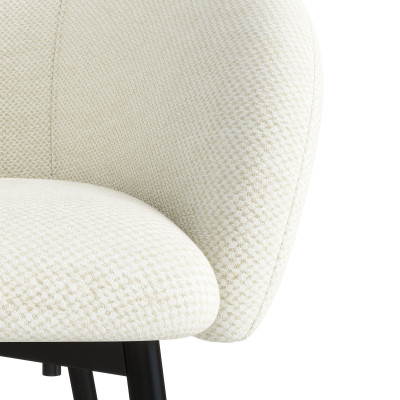 CHLOE-Fauteuil de bar en tissu Luxury Ecru et métal noir (x2)