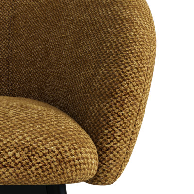 CHLOE-Fauteuil de bar en tissu Luxury Moutarde et métal noir (x2)