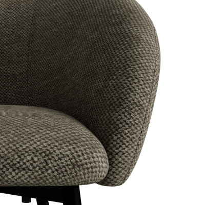 CHLOE-Fauteuil de bar en tissu Luxury Taupe et métal noir (x2)