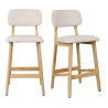 CLIFF-Tabouret de bar, Tissu SoftCellar Ecru et bois naturel (x2)