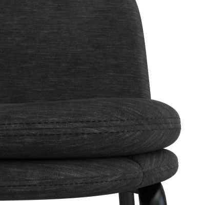 NOLAN - Chaise de bar tissu chenillé Noir et métal noir mat (x2)