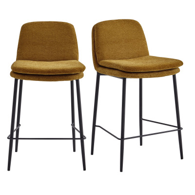 NOLAN-Sedia da bar in tessuto Luxury Senape (x2)