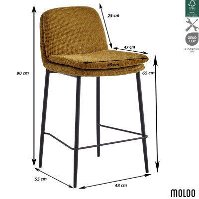 NOLAN-Sedia da bar in tessuto Luxury Senape (x2)