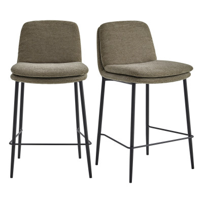 NOLAN-Chaise de bar en tissu Luxury Taupe (x2)