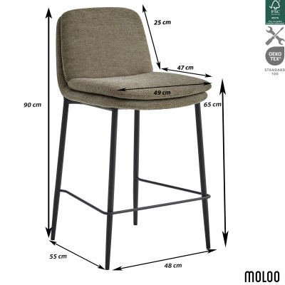 NOLAN-Barstuhl aus Stoff Luxury braun (2 Stück)