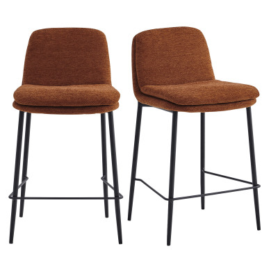 NOLAN-Sedia da bar in tessuto Luxury Terracotta (x2)