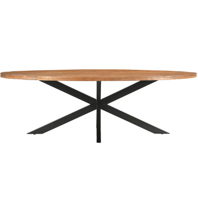 BARI-Table à manger Ovale 10/12 p L.240 cm, Manguier et métal noir