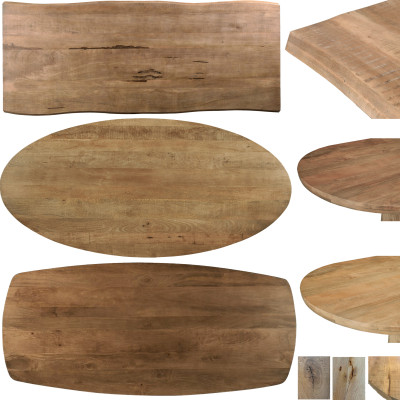 BARI-Table à manger Ovale 6/8 p L.180 cm, Manguier et métal noir