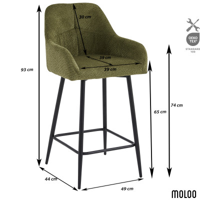 LEA-Silla de bar de tela Ikon Verde (x2)