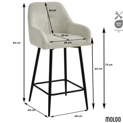 LEA-Silla de bar de tela Ikon Beige (x2)