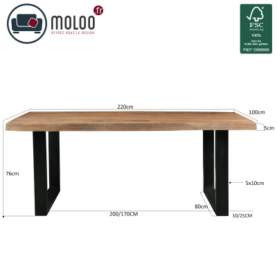 MANAUS-Table repas 8/10 personnes L220, Manguier "tree top"et Archi