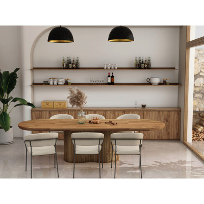 SEVILLE-Table à manger Ovale 8/10 personnes L.220 cm, Manguier