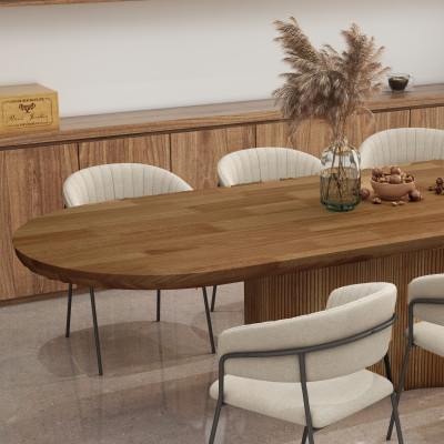 SEVILLE-Table à manger Ovale 8/10 personnes L.220 cm, Manguier