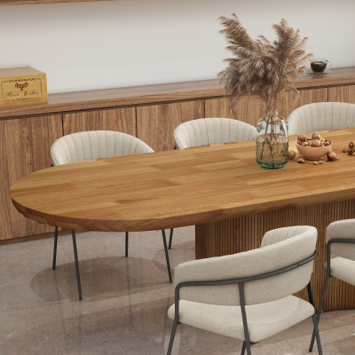 SEVILLE-Table à manger Ovale +12 personnes L.300 cm, Manguier