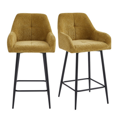 LEA-Fauteuil de bar en tissu Ikon Ocre (x2)