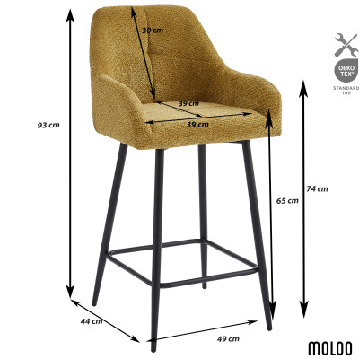 LEA-Fauteuil de bar en tissu Ikon Ocre (x2)