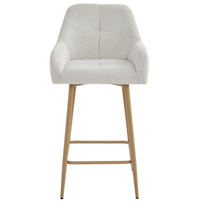 LEA-Silla de bar de tela Ikon Beige y metal madera (x2)