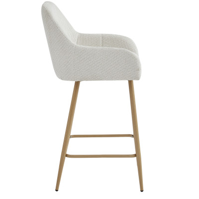 LEA-Sedia da bar in tessuto Ikon Beige e metallo legno(x2)