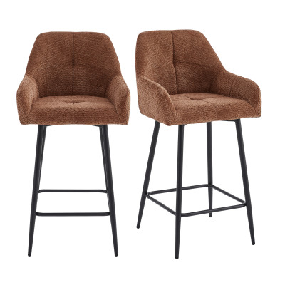 LEA-Fauteuil de bar en tissu Ikon Terracotta (x2)