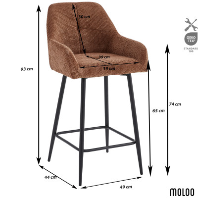 LEA-Silla de bar de tela Ikon Terracotta (x2)