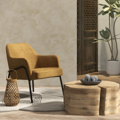 LAYTON-Fauteuil en tissu Luxury Moutarde