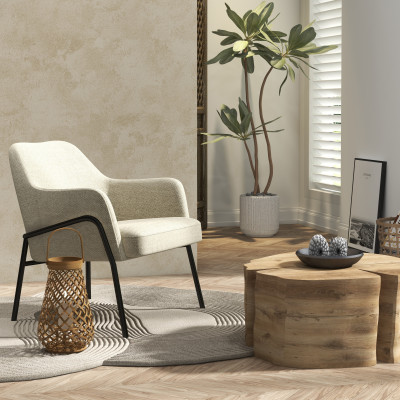 LAYTON-Fauteuil en tissu Luxury Grège