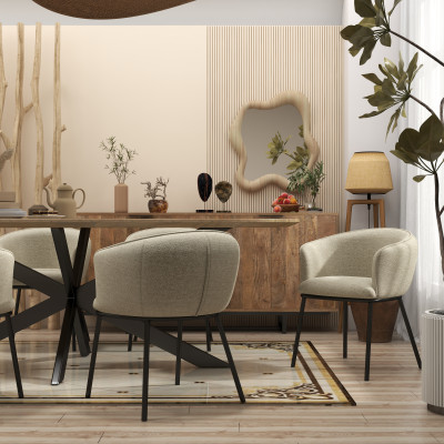 ALVIN-Sillón de mesa de tela Luxury beige