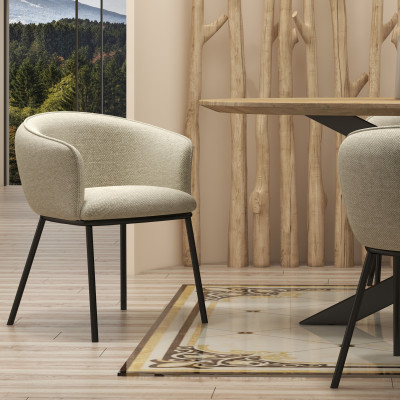 ALVIN-Fauteuil de table en tissu Luxury Grège