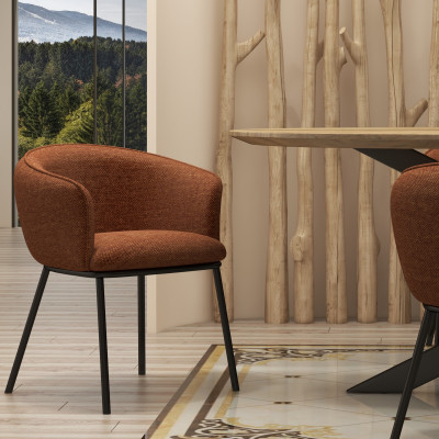 ALVIN-Poltrona da tavolo in tessuto Luxury Terracotta