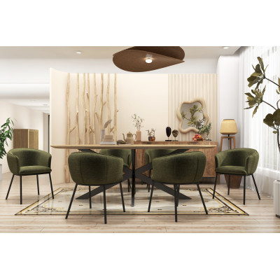 ALVIN-Poltrona da tavolo in tessuto Luxury Kaki